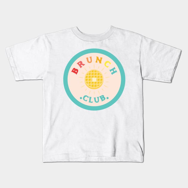 Colorful Brunch Club With Waffle Kids T-Shirt by Moon Ink Design